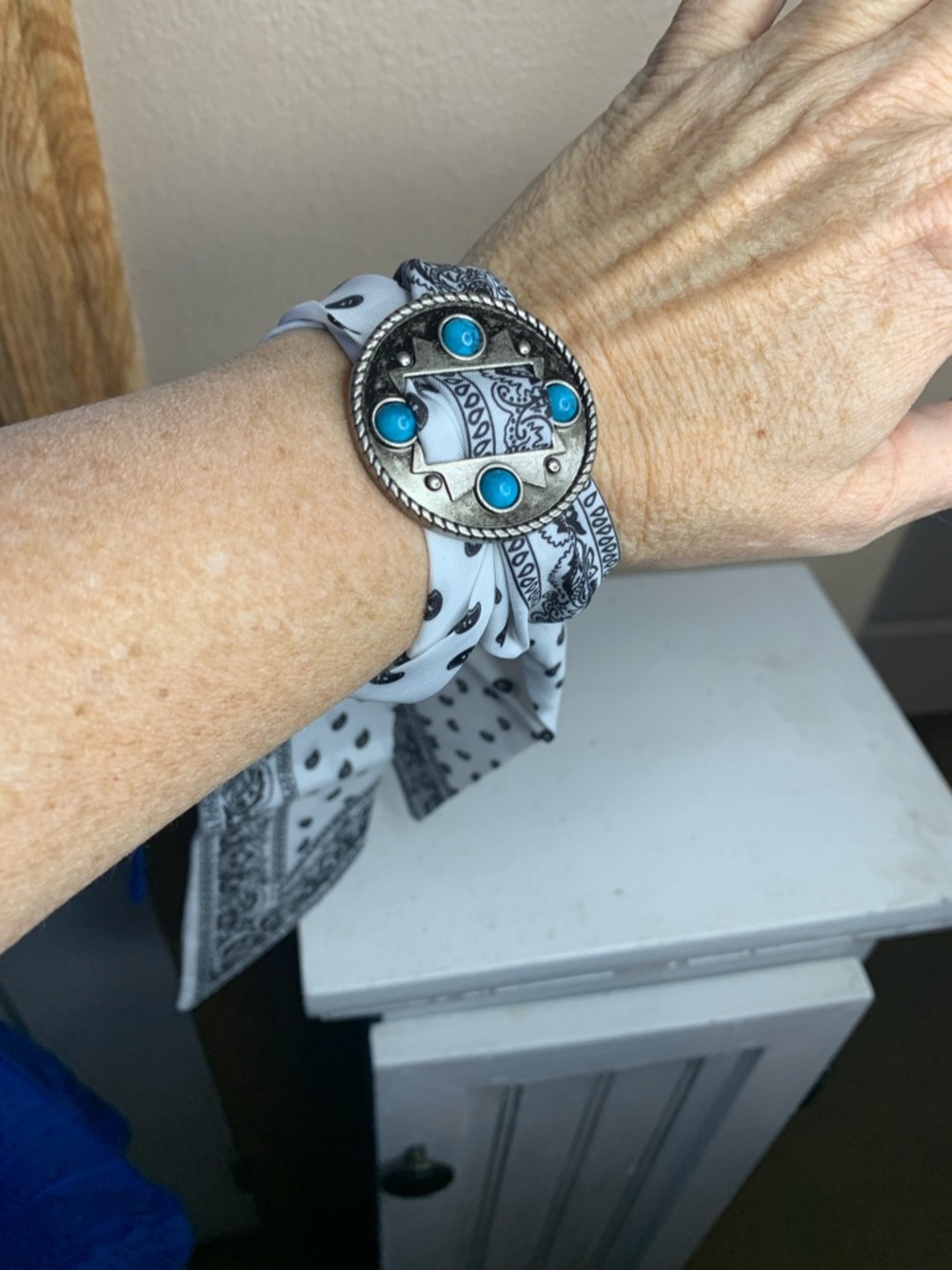 WESTERN Silver and Turquoise Accessory for Scarves and Jewelry